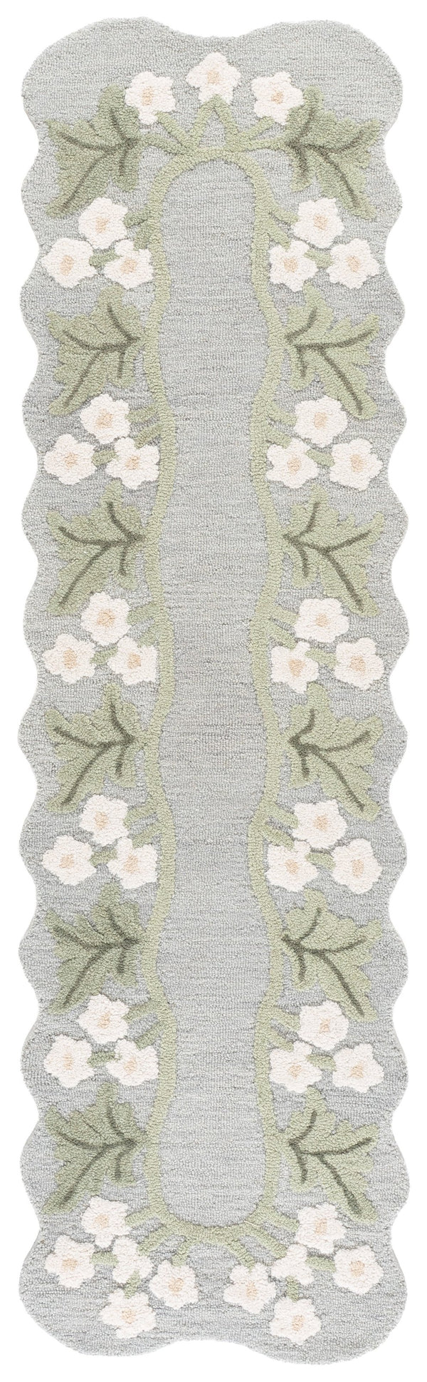 Safavieh Jardin Hand-Tufted Wool-Cotton Area Rug In Grey Ivory Floral — Low Pile, Timeless Transitional Style 5'-0" x 8'-0" JAR229F-5