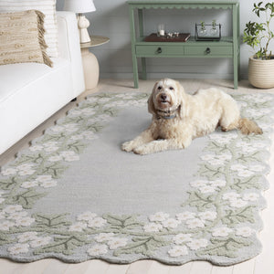 Safavieh Jardin Hand-Tufted Floral Rug In Grey Ivory — Wool-Cotton Blend, Low Pile Elegance For Living Rooms 9'-0" x 12'-0" JAR229F-9