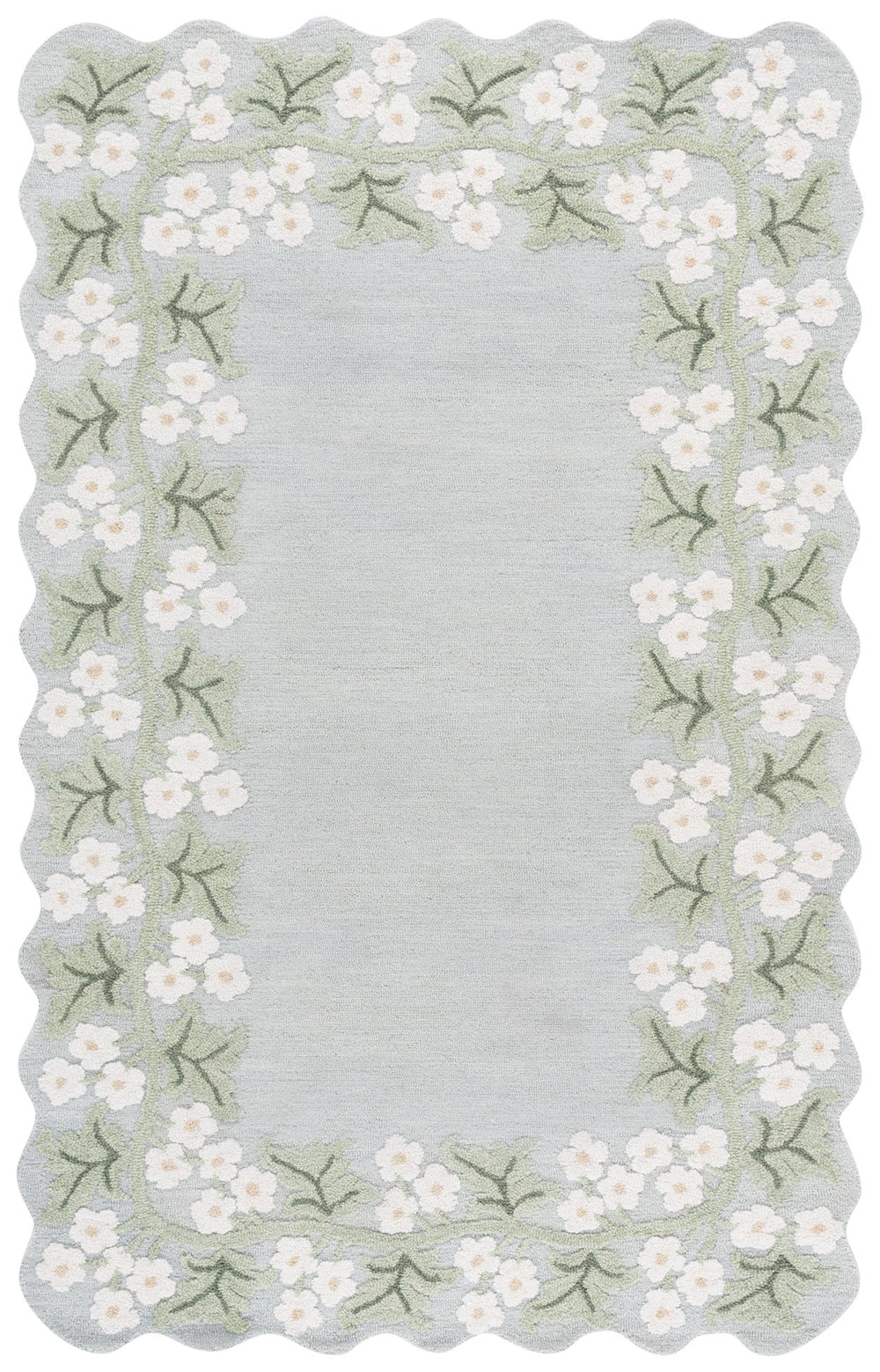 Safavieh Jardin Hand-Tufted Floral Rug In Grey Ivory — Wool-Cotton Blend, Low Pile Elegance For Living Rooms 9'-0" x 12'-0" JAR229F-9
