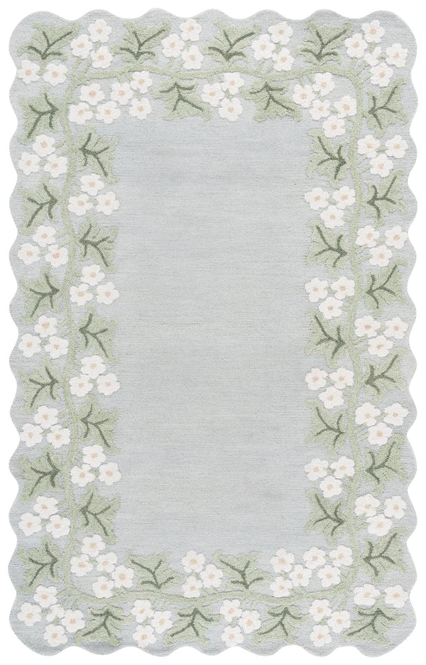 Safavieh Jardin Hand-Tufted Floral Rug In Grey Ivory — Wool-Cotton Blend, Low Pile Elegance For Living Rooms 9'-0" x 12'-0" JAR229F-9