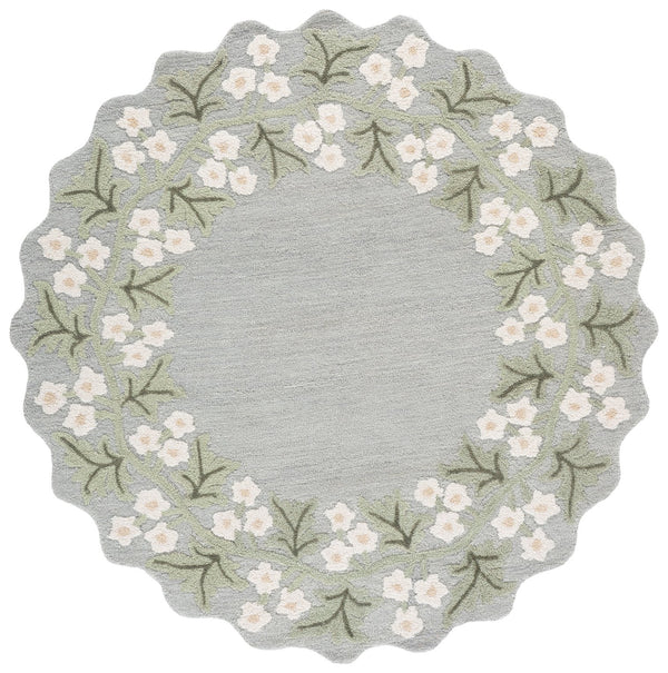 Safavieh Jardin Hand-Tufted Floral Rug In Grey Ivory — Wool-Cotton Blend, Low Pile Elegance For Living Rooms 9'-0" x 12'-0" JAR229F-9