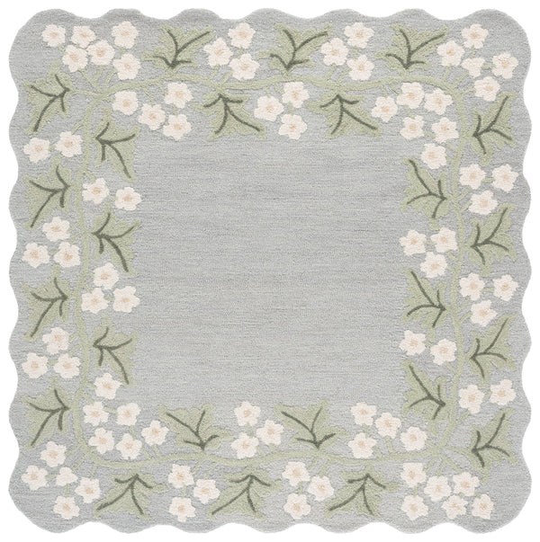 Safavieh Jardin Hand-Tufted Wool-Cotton Area Rug In Grey Ivory Floral — Low Pile, Timeless Transitional Style 5'-0" x 8'-0" JAR229F-5