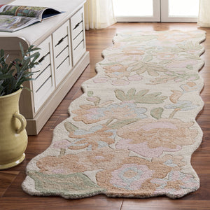 Safavieh Jardin Hand‑Tufted Ivory Pink Floral Rug, 80% Wool 20% Cotton, Low‑Pile Durable Comfort For Living Rooms 8'-0" x 10'-0" JAR231U-8