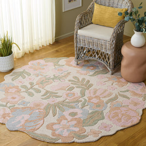 Safavieh Jardin Hand‑Tufted Ivory Pink Floral Rug, 80% Wool 20% Cotton, Low‑Pile Durable Comfort For Living Rooms 8'-0" x 10'-0" JAR231U-8