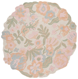 Safavieh Jardin Hand‑Tufted Ivory Pink Floral Rug, 80% Wool 20% Cotton, Low‑Pile Durable Comfort For Living Rooms 8'-0" x 10'-0" JAR231U-8