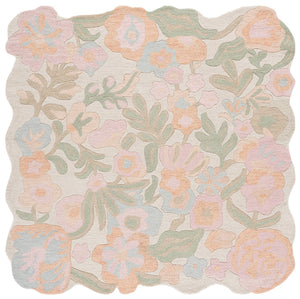 Safavieh Jardin Hand‑Tufted Ivory Pink Floral Rug, 80% Wool 20% Cotton, Low‑Pile Durable Comfort For Living Rooms 8'-0" x 10'-0" JAR231U-8