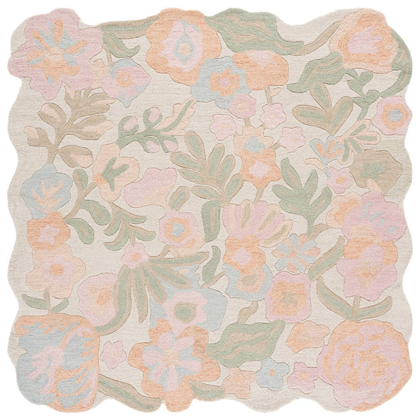 Safavieh Jardin Hand‑Tufted Ivory Pink Floral Rug, 80% Wool 20% Cotton, Low‑Pile Durable Comfort For Living Rooms 8'-0" x 10'-0" JAR231U-8