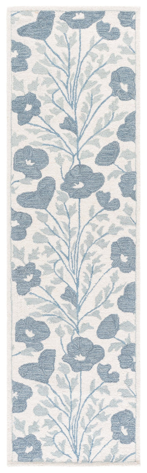 Safavieh Jardin Hand-Tufted Ivory And Blue Floral Rug — Plush Wool-Cotton Blend, Low-Profile Elegance For Rooms 4'-0" x 6'-0" JAR232M-4
