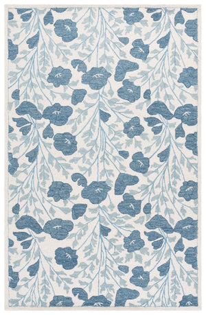 Safavieh Jardin Hand-Tufted Ivory And Blue Floral Rug, Wool-Cotton Blend For Cozy, Durable Living Spaces 8'-0" x 10'-0" JAR232M-8
