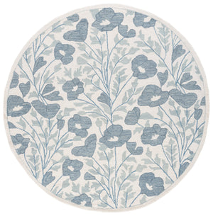Safavieh Jardin Hand-Tufted Ivory And Blue Square Rug — Wool-Cotton Blend, Subtle Floral Motif, Coastal To Transitional Appeal 6'-0" x 6'-0" JAR232M-6SQ