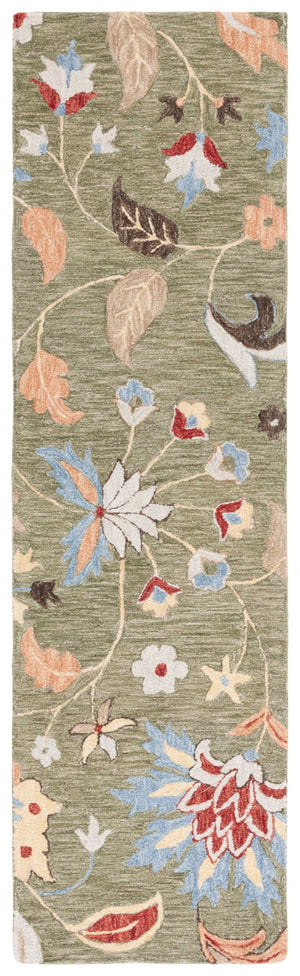 Safavieh Jardin Hand-tufted Floral Rug: Luxurious Wool & Cotton Blend For Elegant Home Decor And Comfort Green ,Blue 80% Wool 20% Cotton Jar256y-25