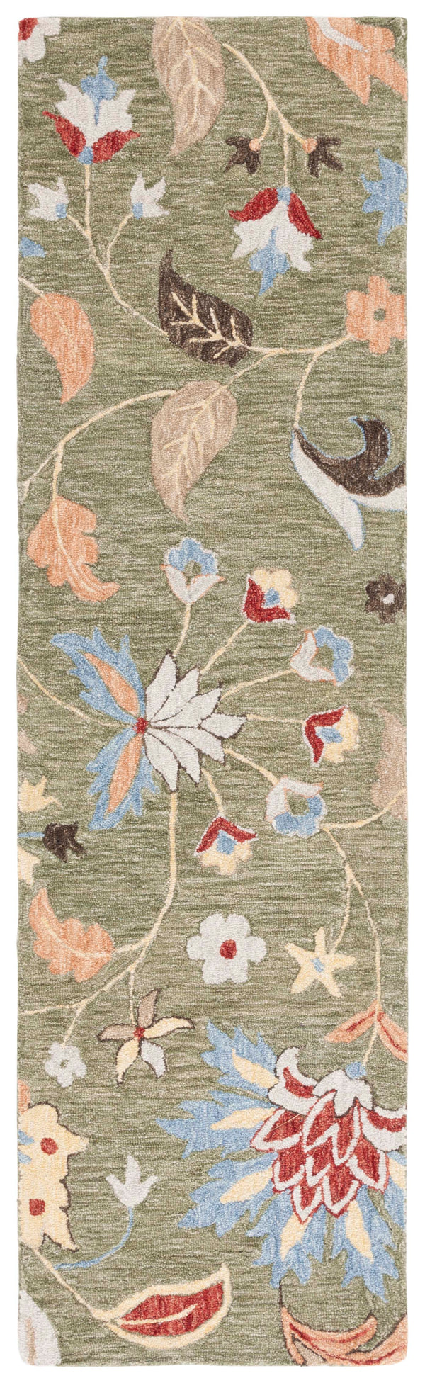 Safavieh Jardin Handtufted Wool-Cotton Area Rug With Green & Blue Botanical Design — Durable, Artisan-Made Elegance 6'-0" x 9'-0" JAR256Y-6