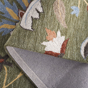 Safavieh Jardin Handtufted Wool-Cotton Area Rug With Green & Blue Botanical Design — Durable, Artisan-Made Elegance 6'-0" x 9'-0" JAR256Y-6