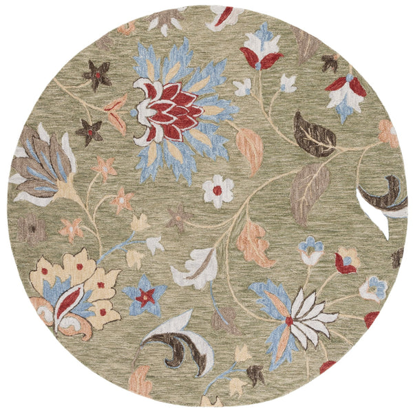 Safavieh Jardin Handtufted Wool-Cotton Area Rug With Green & Blue Botanical Design — Durable, Artisan-Made Elegance 6'-0" x 9'-0" JAR256Y-6