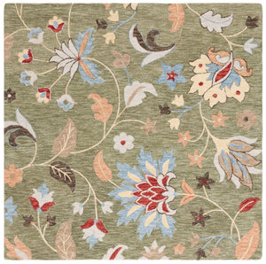 Safavieh Jardin Hand-tufted Floral Rug: Luxurious Wool & Cotton Blend For Elegant Home Decor And Comfort Green ,Blue 80% Wool 20% Cotton Jar256y-25