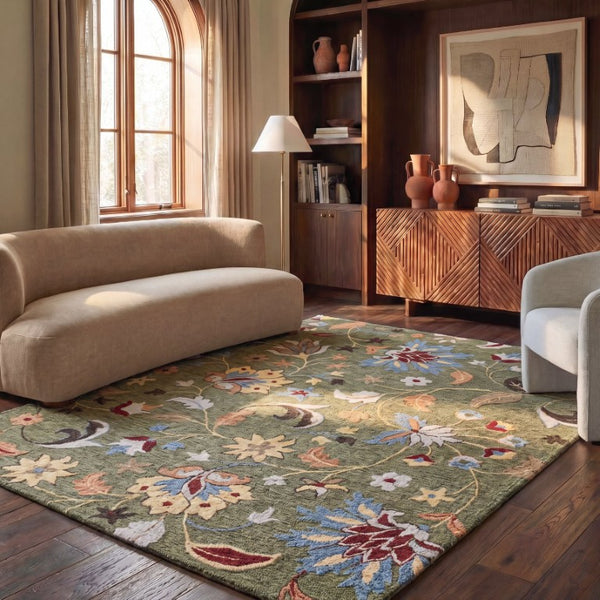 Safavieh Jardin Hand-Tufted Wool Floral Area Rug Botanical Garden Palette for Living Rooms 9' x 12' JAR256Y-9