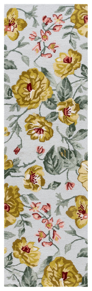 Safavieh Jardin Hand-tufted Floral Runner Rug - Luxurious Indian Wool For Elegant Home Décor Transformation Gold ,Sage Indian Wool Pile Jar275d-28