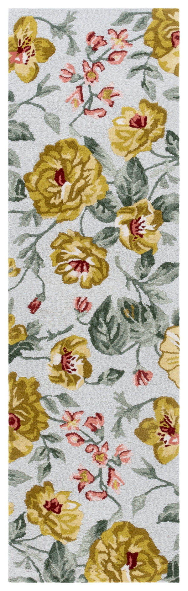 Safavieh Jardin Hand-tufted Floral Runner Rug - Luxurious Indian Wool For Elegant Home Décor Transformation Gold ,Sage Indian Wool Pile Jar275d-28