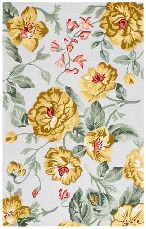 Safavieh Jardin Hand-tufted Floral Area Rug – Luxurious Indian Wool Design For Elegant Home Décor Bliss Gold ,Sage Indian Wool Pile Jar275d-9