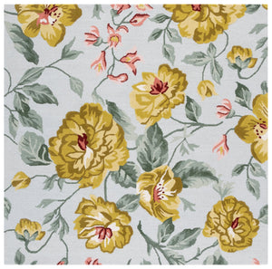 Safavieh Jardin Hand-tufted Floral Runner Rug - Luxurious Indian Wool For Elegant Home Décor Transformation Gold ,Sage Indian Wool Pile Jar275d-6sq