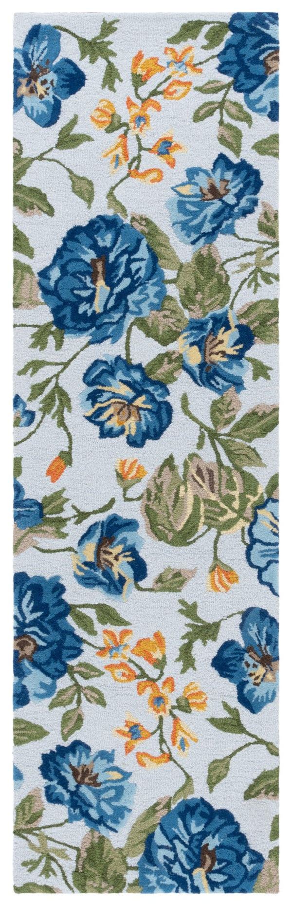 Safavieh Jardin Hand-tufted Floral Area Rug – Luxurious Indian Wool Design For Elegant Home Décor Bliss Light Grey ,Blue Indian Wool Pile Jar275f-6