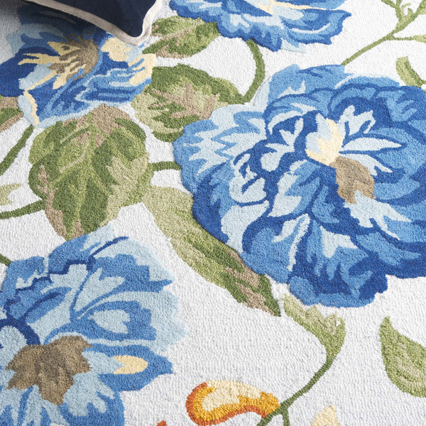 Safavieh Jardin Hand-tufted Floral Runner Rug - Luxurious Indian Wool For Elegant Home Décor Transformation Light Grey ,Blue Indian Wool Pile Jar275f-5