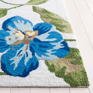 Safavieh Jardin Hand-tufted Floral Area Rug – Luxurious Indian Wool Design For Elegant Home Décor Bliss Light Grey ,Blue Indian Wool Pile Jar275f-6