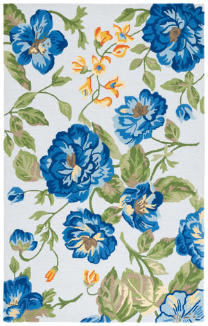Safavieh Jardin Hand-tufted Floral Runner Rug - Luxurious Indian Wool For Elegant Home Décor Transformation Light Grey ,Blue Indian Wool Pile Jar275f-5