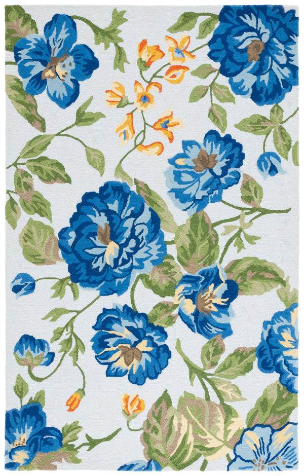 Safavieh Jardin Hand-tufted Floral Runner Rug - Luxurious Indian Wool For Elegant Home Décor Transformation Light Grey ,Blue Indian Wool Pile Jar275f-5