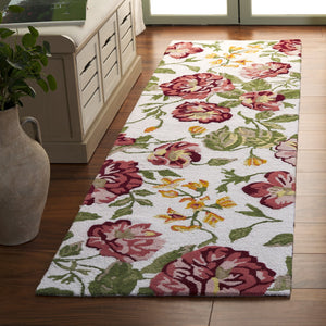 Safavieh Jardin Hand-tufted Floral Runner Rug - Luxurious Indian Wool For Elegant Home Décor Transformation Ivory ,Pink Indian Wool Pile Jar275u-28