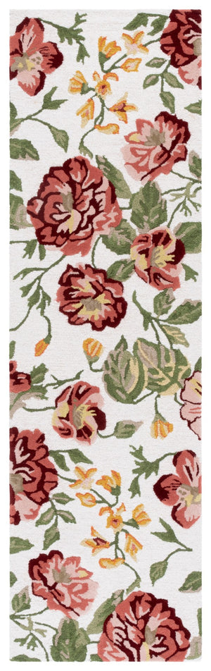 Safavieh Jardin Hand-tufted Floral Area Rug – Luxurious Indian Wool Design For Elegant Home Décor Bliss Ivory ,Pink Indian Wool Pile Jar275u-8