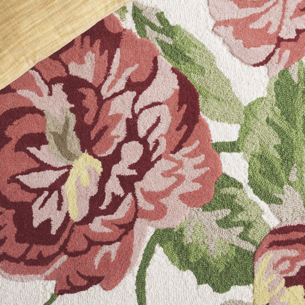 Safavieh Jardin Hand-tufted Floral Runner Rug - Luxurious Indian Wool For Elegant Home Décor Transformation Ivory ,Pink Indian Wool Pile Jar275u-5