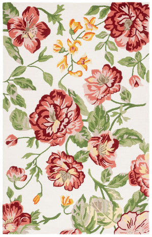 Safavieh Jardin Hand-tufted Floral Area Rug – Luxurious Indian Wool Design For Elegant Home Décor Bliss Ivory ,Pink Indian Wool Pile Jar275u-8