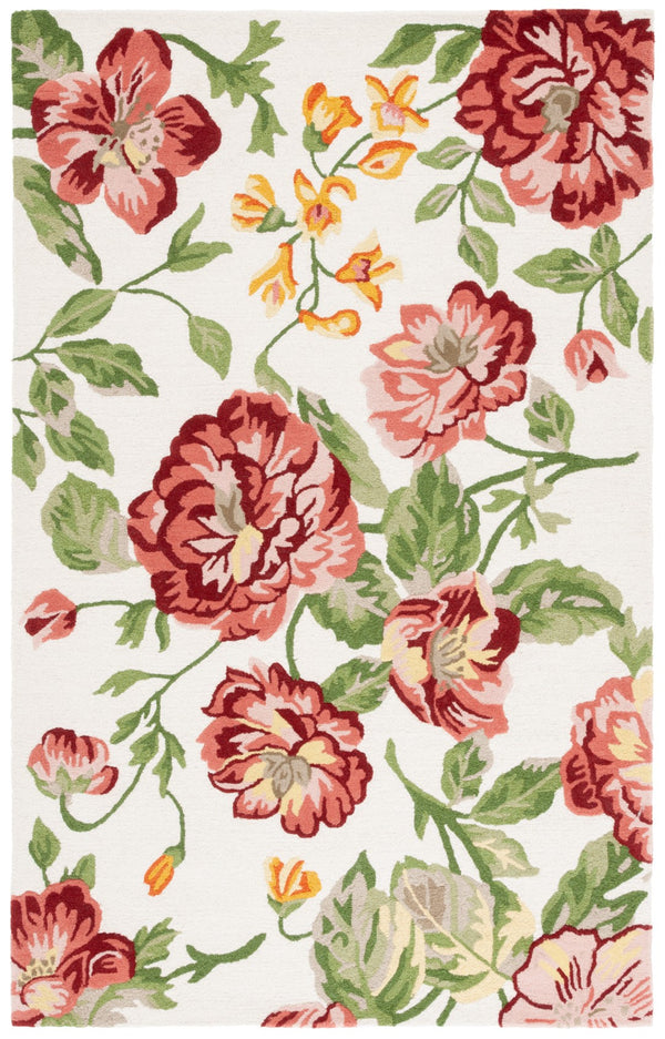 Safavieh Jardin Hand-tufted Floral Area Rug – Luxurious Indian Wool Design For Elegant Home Décor Bliss Ivory ,Pink Indian Wool Pile Jar275u-8