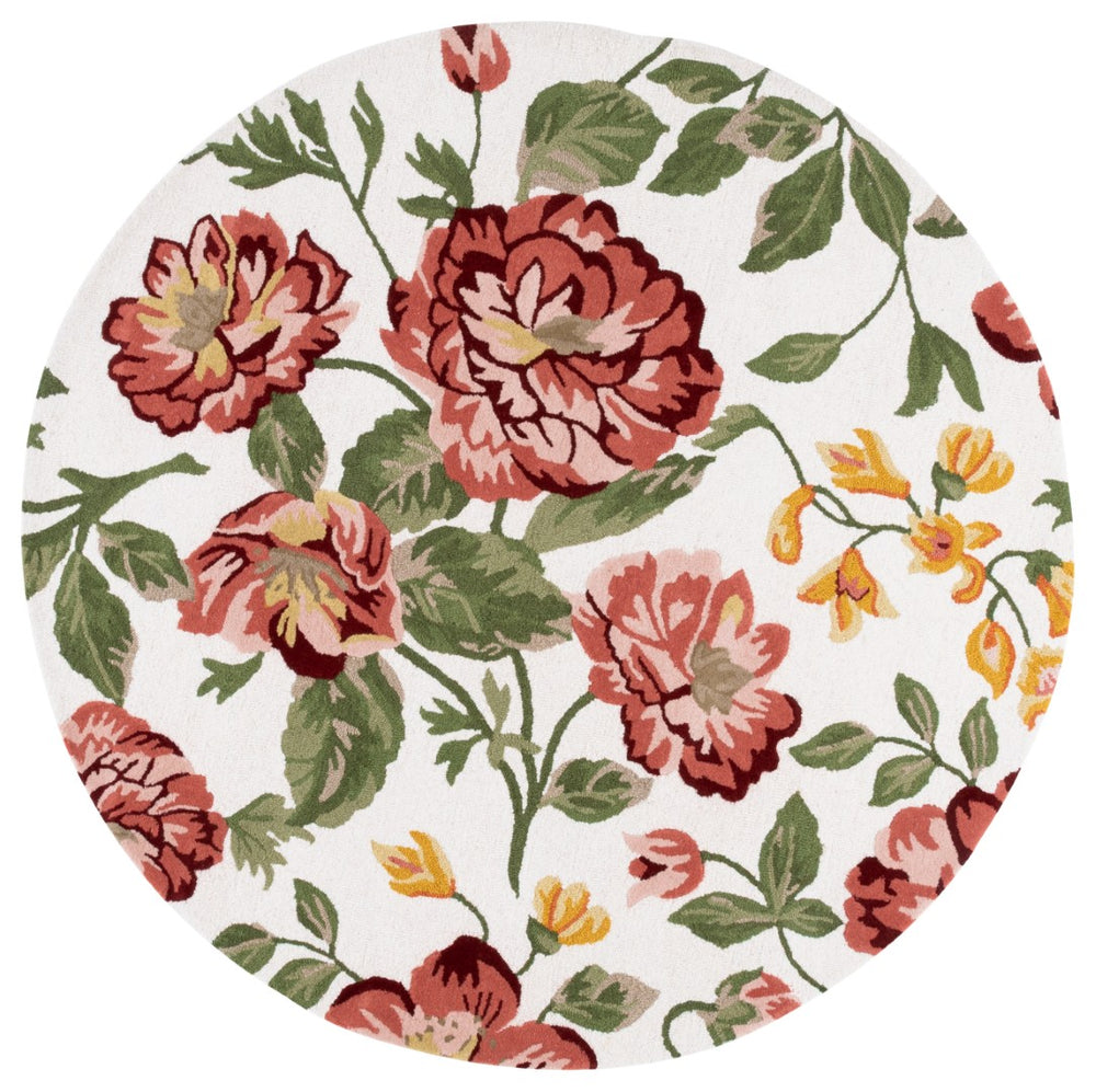 Safavieh Jardin Hand-tufted Floral Area Rug – Luxurious Indian Wool Design For Elegant Home Décor Bliss Ivory ,Pink Indian Wool Pile Jar275u-8