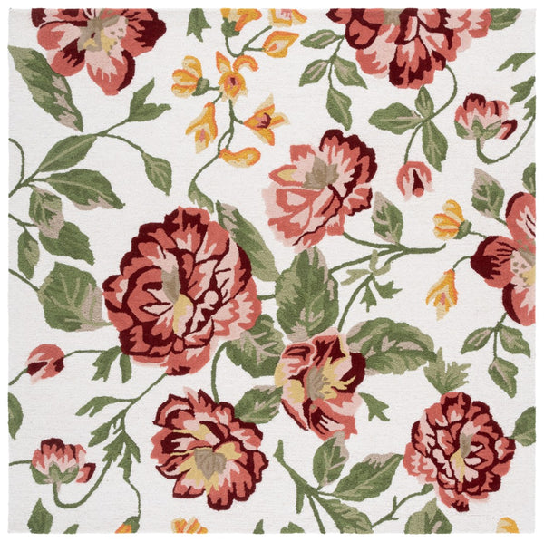 Safavieh Jardin Hand-tufted Floral Area Rug – Luxurious Indian Wool Design For Elegant Home Décor Bliss Ivory ,Pink Indian Wool Pile Jar275u-8