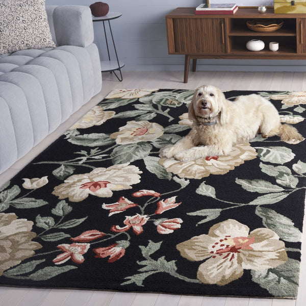 Safavieh Jardin Hand-tufted Floral Runner Rug - Luxurious Indian Wool For Elegant Home Décor Transformation Black ,Beige Indian Wool Pile Jar275z-5