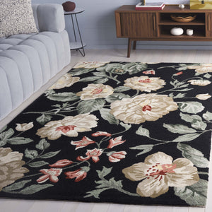 Safavieh Jardin Hand-tufted Floral Runner Rug - Luxurious Indian Wool For Elegant Home Décor Transformation Black ,Beige Indian Wool Pile Jar275z-5