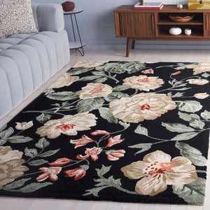 Safavieh Jardin Hand-tufted Floral Area Rug – Luxurious Indian Wool Design For Elegant Home Décor Bliss Black ,Beige Indian Wool Pile Jar275z-9