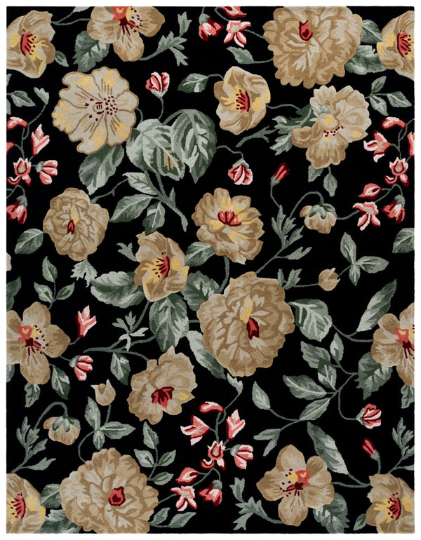 Safavieh Jardin Hand-tufted Floral Area Rug – Luxurious Indian Wool Design For Elegant Home Décor Bliss Black ,Beige Indian Wool Pile Jar275z-9