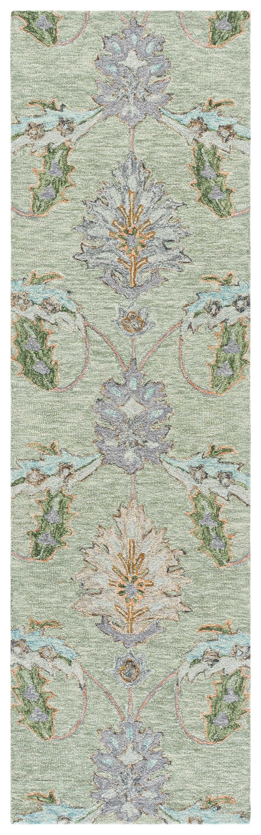 Safavieh Jardin Hand-Tufted Sage Green Wool Area Rug — Low-Profile 5/8" Pile, Subtle Floral Texture, Durable 8'-0" x 10'-0" JAR276W-8