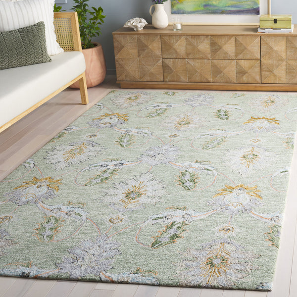 Safavieh Jardin Hand-Tufted Sage Green Wool Area Rug — Low-Profile 5/8" Pile, Subtle Floral Texture, Durable 8'-0" x 10'-0" JAR276W-8