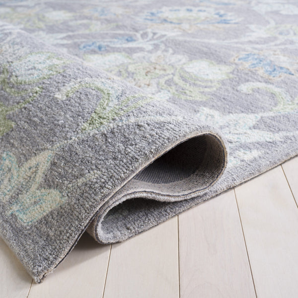 Safavieh Jardin Hand-Tufted Grey Blue Area Rug — Wool-Cotton Blend, Low Pile, Floral Motifs For Timeless Style 4'-0" x 6'-0" JAR277F-4