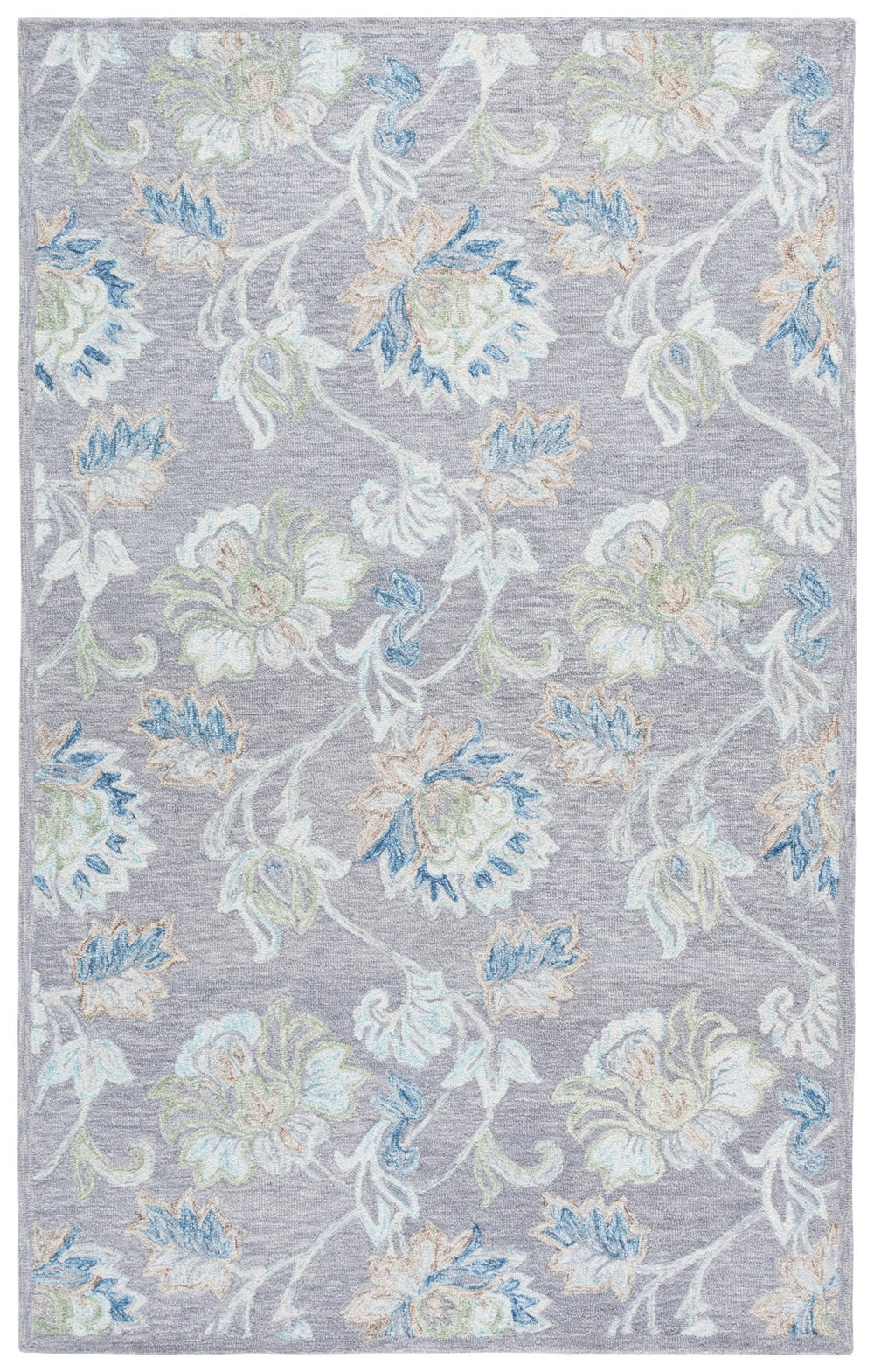 Safavieh Jardin Hand-Tufted Grey Blue Area Rug — Wool-Cotton Blend, Low-Profile 5/8" Pile, Timeless Calm 5'-0" x 8'-0" JAR277F-5