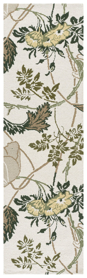 Safavieh Jardin Hand-Tufted Round Ivory Green Rug — Wool-Cotton Blend, Floral-Modern Texture For Living Rooms 6'-0" x 6'-0" JAR278A-6R