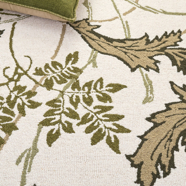 Safavieh Jardin Hand-Tufted Ivory And Green Wool-Cotton Rug — Soft 5/8" Pile, Timeless Floral Modern Accent 6'-0" x 6'-0" JAR278A-6SQ