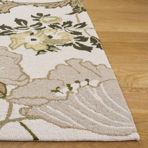 Safavieh Jardin Hand-Tufted Wool Cotton Rug In Ivory & Green — Timeless Floral Pattern, Low-Profile Comfort 3'-0" x 5'-0" JAR278A-3