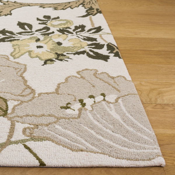 Safavieh Jardin Hand-Tufted Wool Cotton Rug In Ivory & Green — Timeless Floral Pattern, Low-Profile Comfort 3'-0" x 5'-0" JAR278A-3