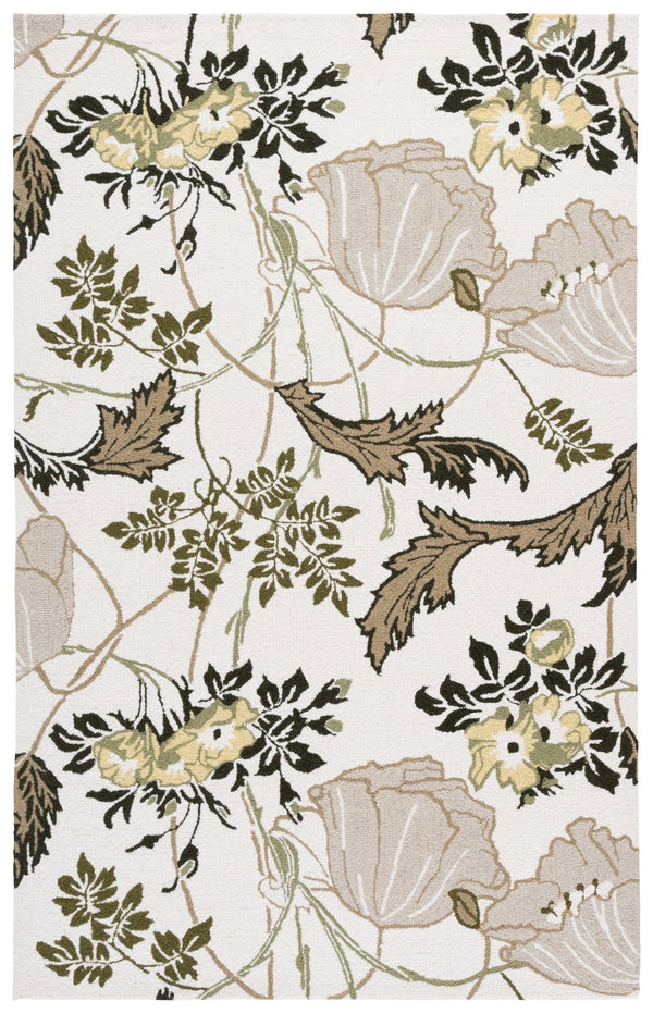 Safavieh Jardin Hand-Tufted Round Ivory Green Rug — Wool-Cotton Blend, Floral-Modern Texture For Living Rooms 6'-0" x 6'-0" JAR278A-6R