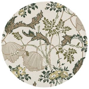 Safavieh Jardin Hand-Tufted Round Ivory Green Rug — Wool-Cotton Blend, Floral-Modern Texture For Living Rooms 6'-0" x 6'-0" JAR278A-6R
